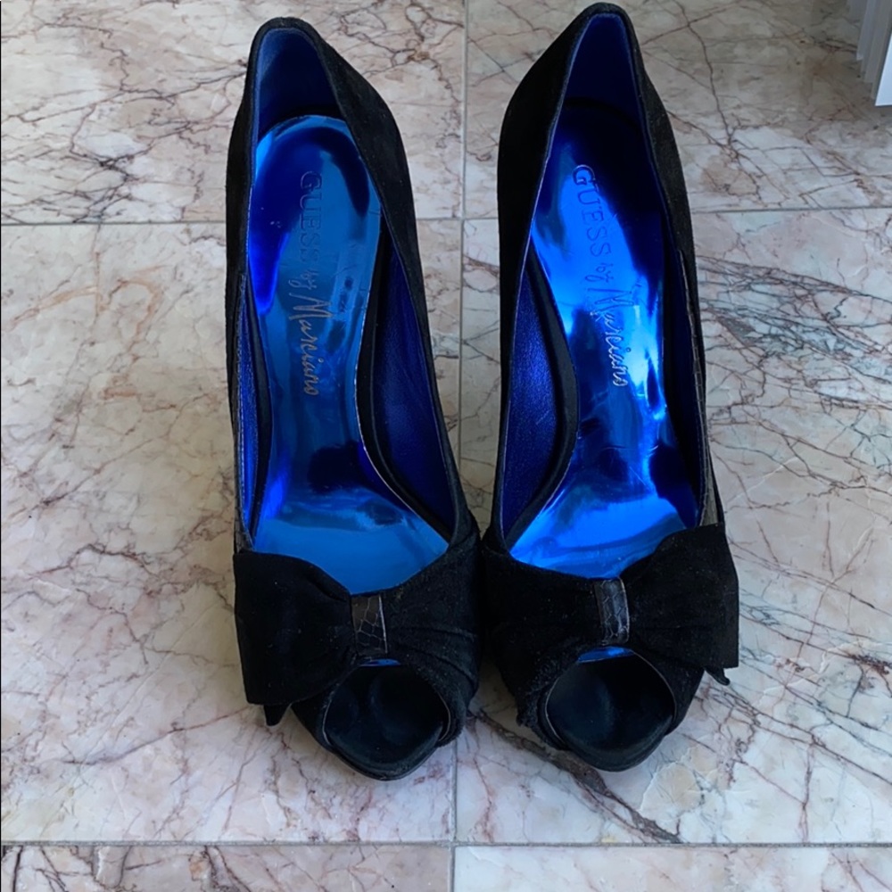 Marciano Suede Peep Toe Pumps